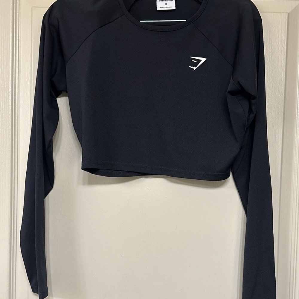 Gymshark Black Long Sleeve Crop Top Size M